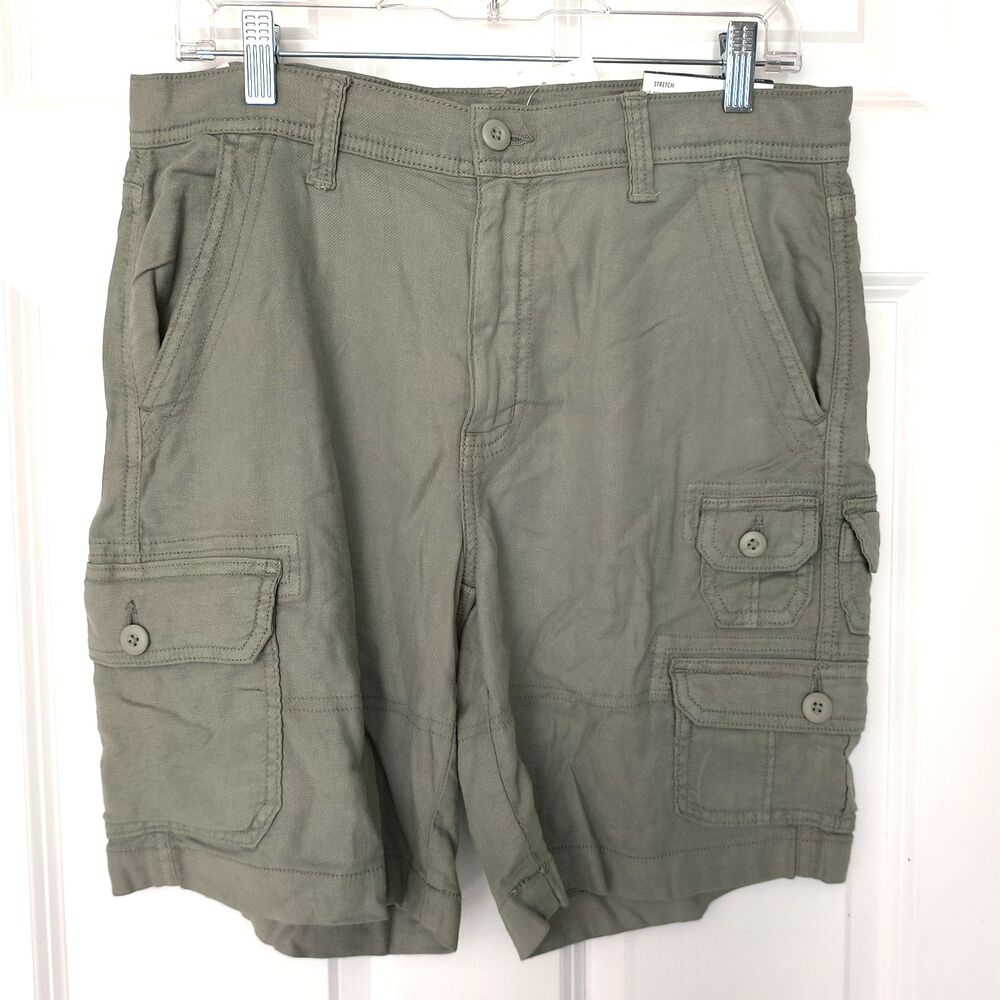 American Eagle Shorts Womens 6 (28W) Green High RIse Baggy Bermuda Linen Stretch